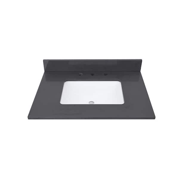 Avanity 31 in. W x 22 in. D Quartz White Rectangular Single Sink Bathroom Vanity Top in Ural Gray