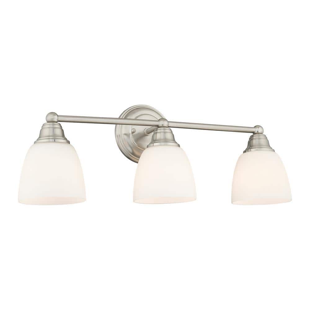 Somerville 23" Brushed Nickel 3-Light Vanity with Satin Opal White Glass