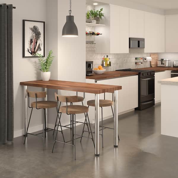 34 1/4 in. (870 mm) Chrome Metal Round Table Leg with Leveling Glide