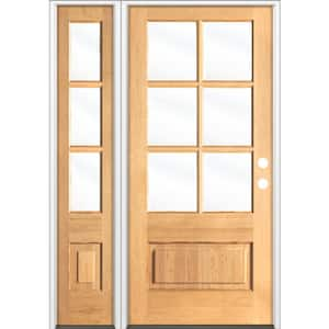 36 in. x 80 in. Left Hand 3/4 6-Lite with Beveled Glass Clear Stain Douglas Fir Prehung Front Door Left Sidelite