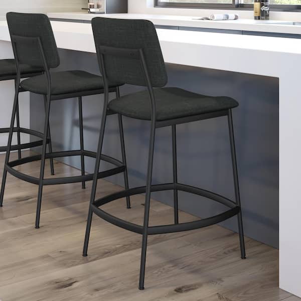Amisco Sullivan 26.5 in. Low Back Counter Stool Black Polyester / Black Metal