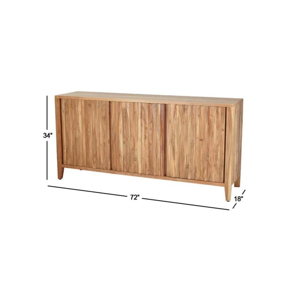 Brown Wood Adjustable Shelving Lockable Sideboard Cabinet