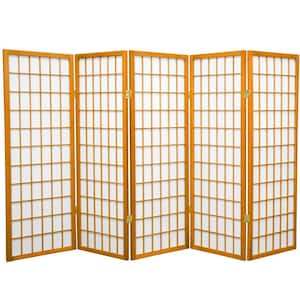 4 ft. Short Window Pane Shoji Screen - Honey - 5 Panels