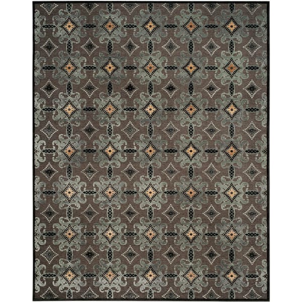 Martha Stewart 8 ft. x 10 ft. Anthracite Geometric Floral Ornate Area Rug