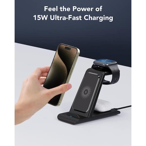 EKIEUDL Efficient in 1-Black Wireless Charging Station Wireless