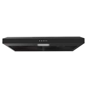 30 in. Domenico Ducted Under Cabinet Range Hood in Grit Black with Mesh Filters, Push Button Control, LED Light