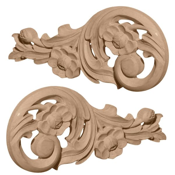 Ekena Millwork 3/4 in. x 9-3/4 in. x 4-3/4 in. Lindenwood Each Side Medium Springtime Scrolls Pair