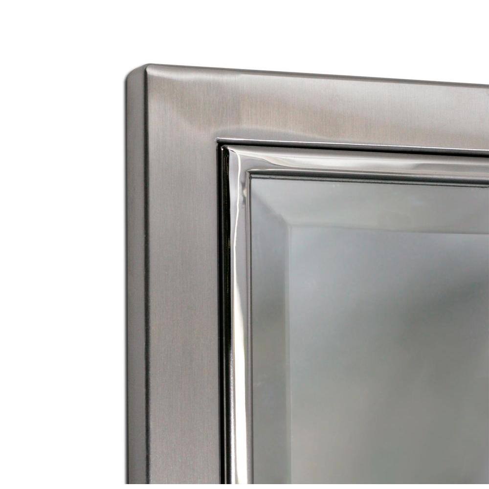 Elegant Brushed Nickel and Chrome 24"x30" Beveled Vanity Mirror