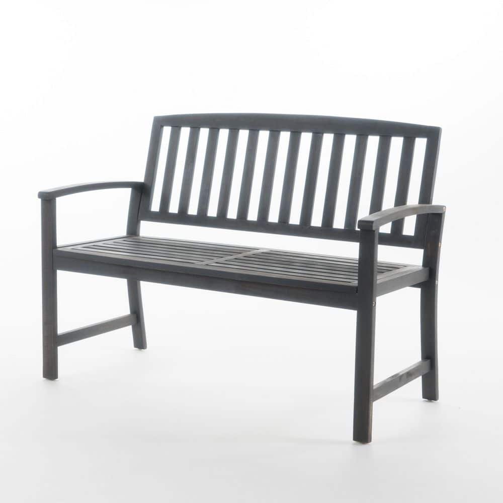 Farmhouse 48 in. Acacia Wood Outdoor Bench in Dark Grey for Patio Backyard and Indoor Use price history on PriceWatchPro