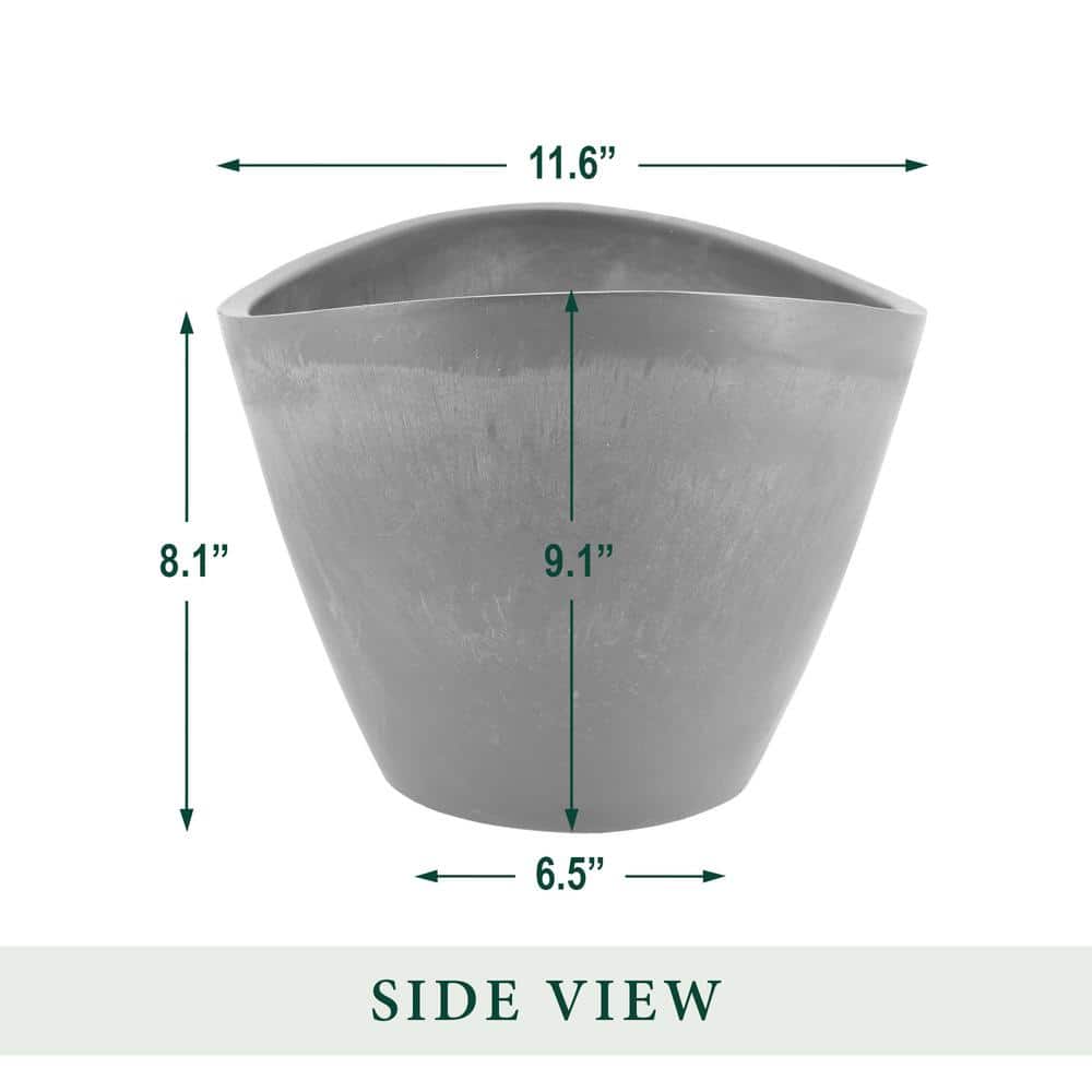 Gray Composite Oval Indoor/Outdoor Planter Pot