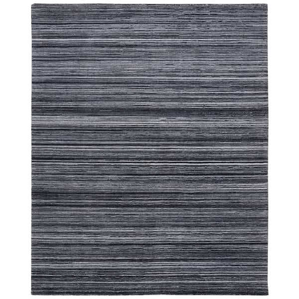 Elements 8 ft. x 10 ft. Black/Gray Striped High-Low Area Rug