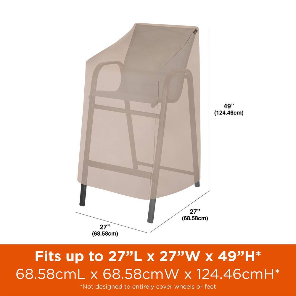 Beige High Back Patio Chair Covers, 27" x 27" x 49", Weather-Resistant