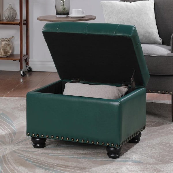 Convenience Concepts Designs4Comfort 5th Avenue Forest Green Faux Leather Storage Ottoman