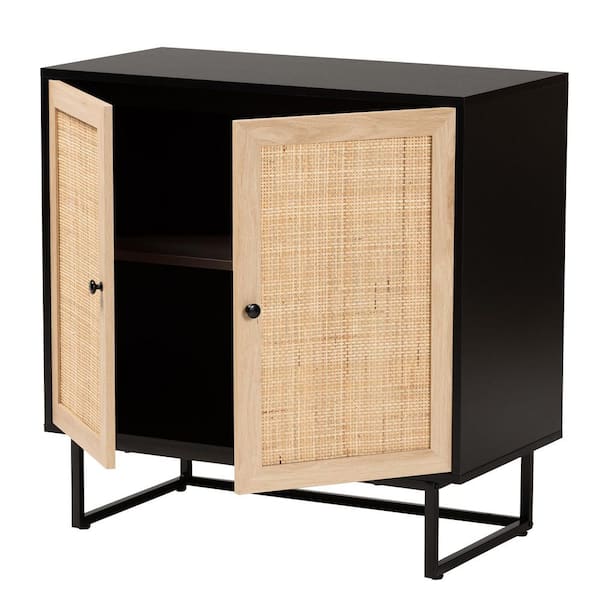 Baxton Studio Declan Espresso Brown and Black Storage Cabinet 221