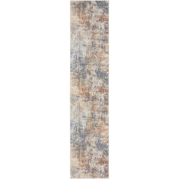 Nourison Astra Machine Washable Multicolor 2 ft. x 8 ft. Abstract Contemporary Runner Area Rug