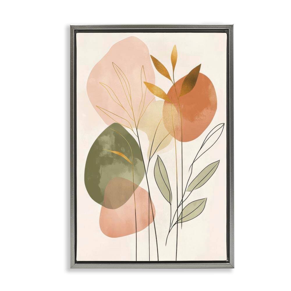 Soft Organic Shape Botanicals by LSR Design Studio Gray Floater Frame Nature Graphic Art Print 31 in. x 21 in. price history on PriceWatchPro