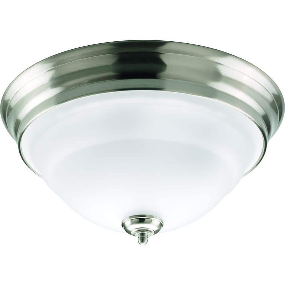Torino 2-Light Brushed Nickel Flush Mount with Etched Glass