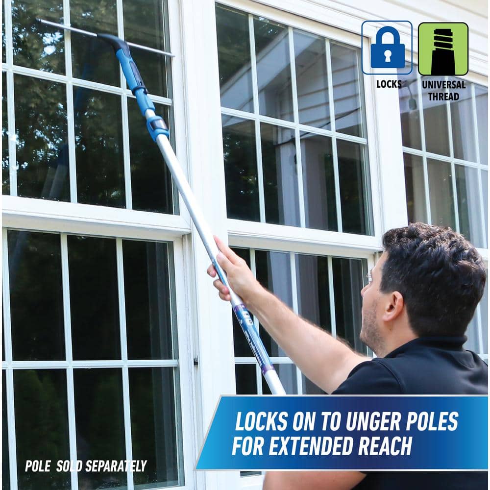 18-Inch Blue and Black Plastic Window Squeegee with Interchangeable Blades