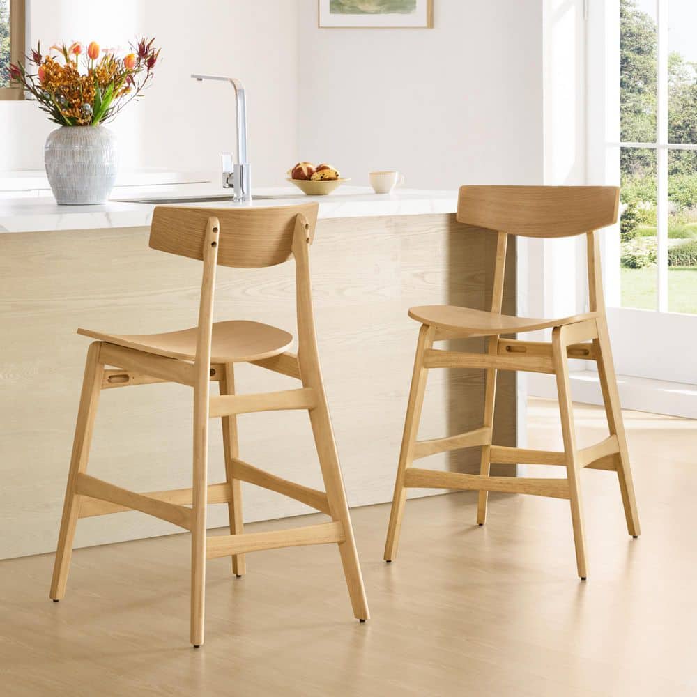 Spruce & Spring Anderson 39.8 in. Oak Wood Modern Counter Height Bar ...