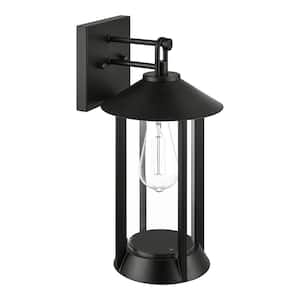 Finley Point 14.8 in. 1-Light Matte Black Outdoor Wall Sconce Cylinder Lamp
