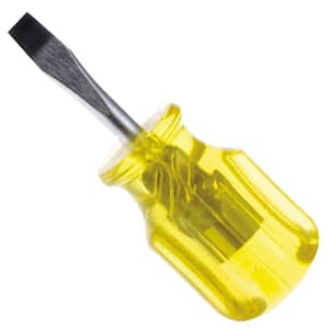 1-1/2 in. Stubby Type Round Shank Flat Tip Amber Handle Screwdriver