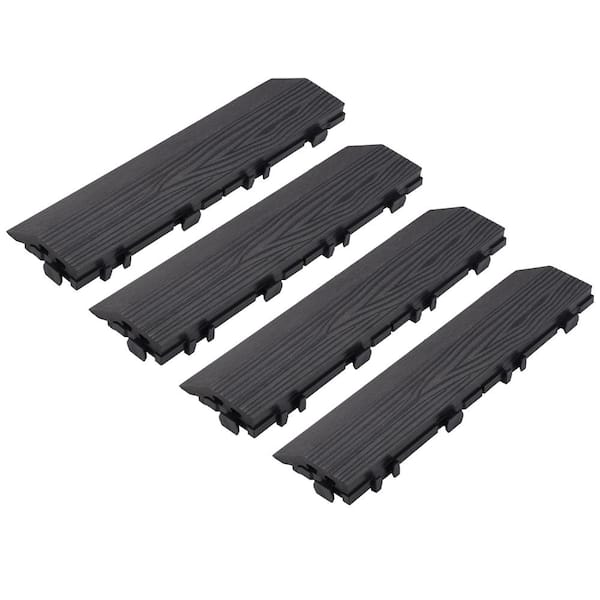 Design House Straight Edge Trim 3 in. x 12 in. Wood-Plastic Composite Deck Tiles in Modern Ebony (4-Pack)