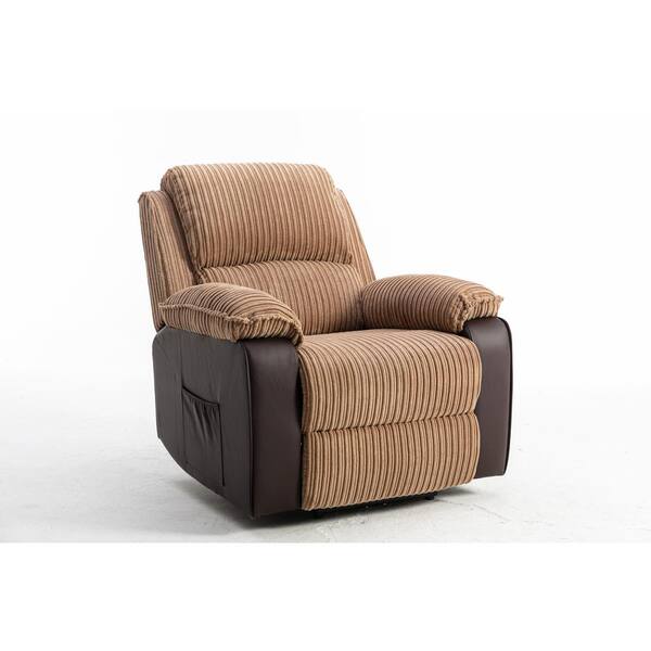 Brown Fabric Recliner Chair Adjule Thick Seat And Backrest Rocking Sofa