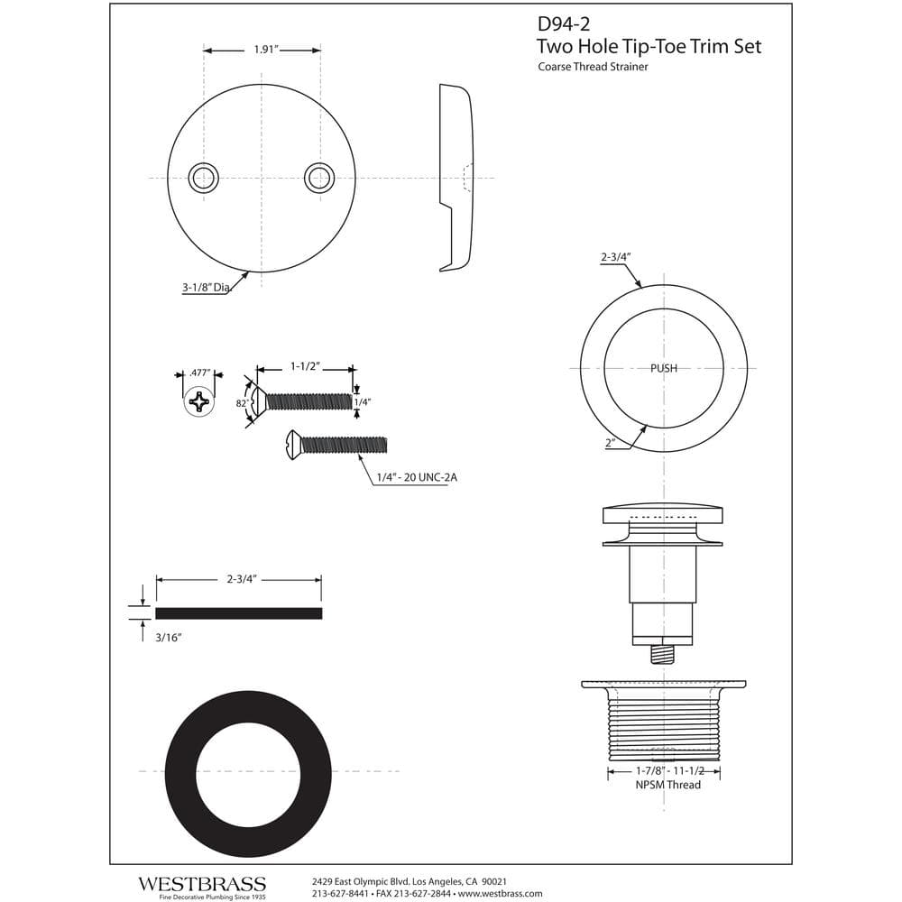 Matte Black Coarse Thread Twist & Close Bathtub Drain Trim Kit