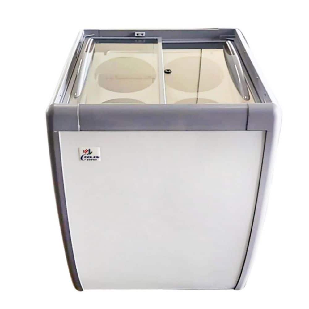 26 in. 5.4 cu. ft. Commercial Manual Defrost Ice Cream Dipping Cabinet Chest Freezer with Glass Lid, 4 Tubs in White