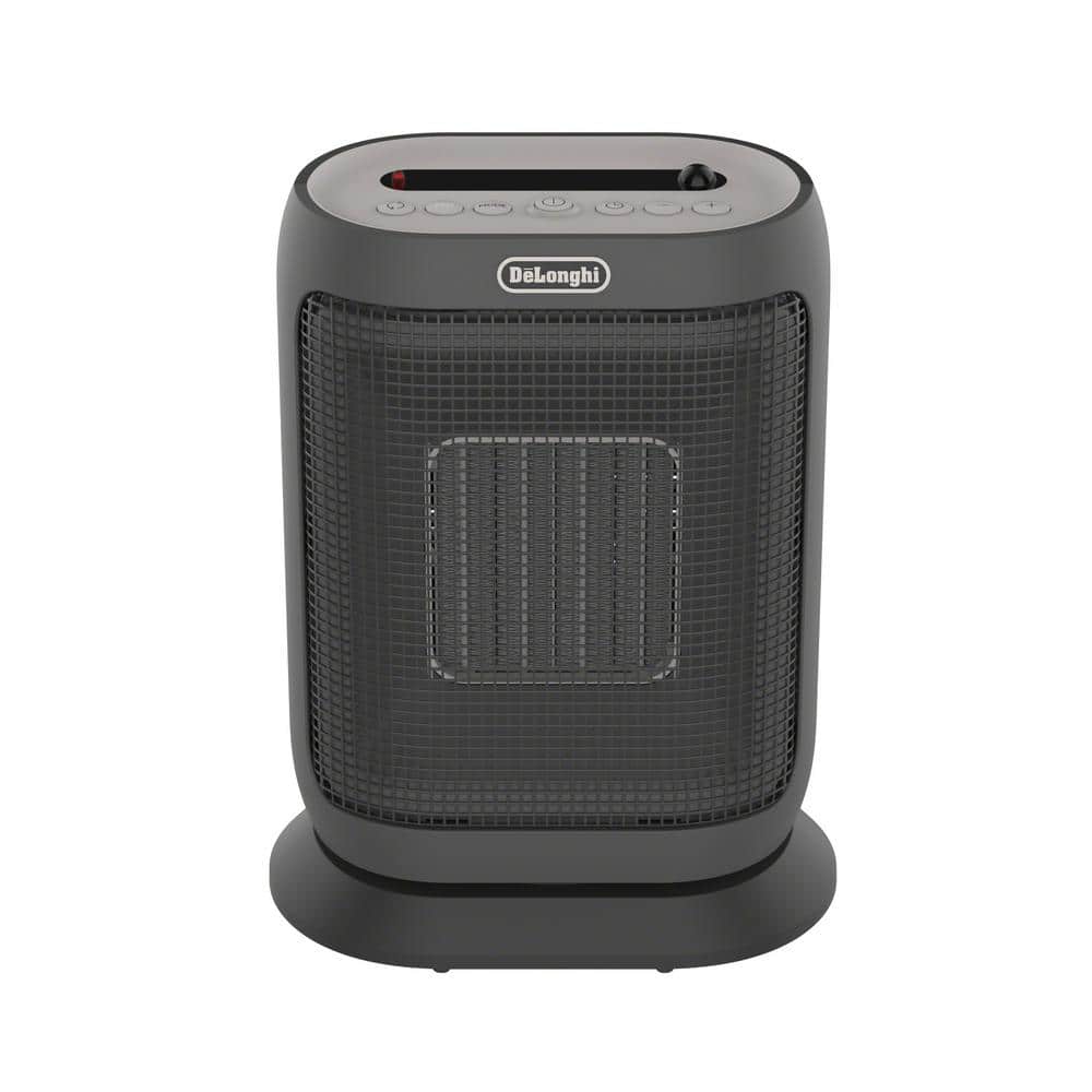 1500 Watt Grey Indoor Electric Compact Ceramic Space Heater with Oscillation and Remote for Living Space