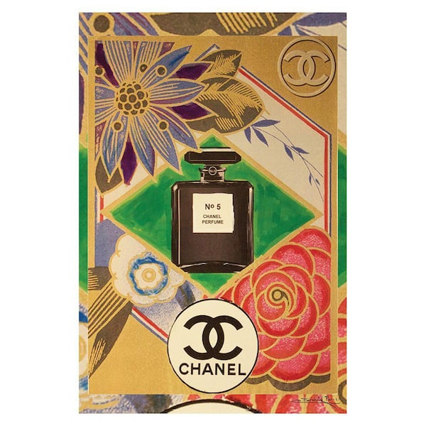 VENICE BEACH Collections VINTAGE Fashion Perfume Bottle by Fairchild Paris 1 Piece Unframed Canvas Drawing Print 16 in. x 20 in.