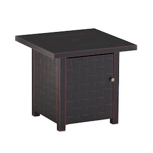 Somerset 28 in. W X 24 in. H Outdoor Square Powder Coated Steel Liquid Propane Fire Pit in Brushed Bronze