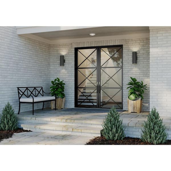 Cylinder Collection 5" Black Modern Outdoor Up and Down Light LED Wall Lantern Light for Entry and Garage