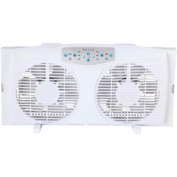 8 in. Reversible Twin Window Fan with Thermostat