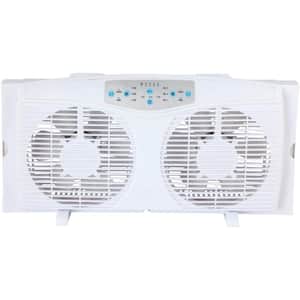 8 In Elec Rev. Twin Window Fan with Thermostat & LED