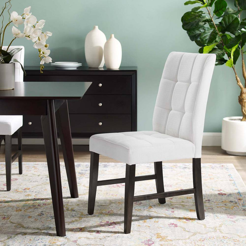 White Biscuit Tufted Upholstered Parsons Side Chair Set