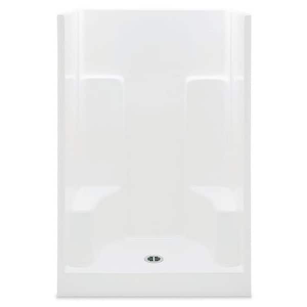 Everyday AcrylX 48 in. x 35 in. x 72 in. 1-Piece Shower Stall with 2 Seats and Center Drain in White