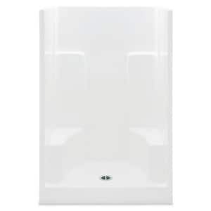 Everyday AcrylX 48 in. L x 35 in. W x 72 in. H Alcove Shower Wall Kit/Pan w/2-Seats and Center Drain in White (1-Piece)