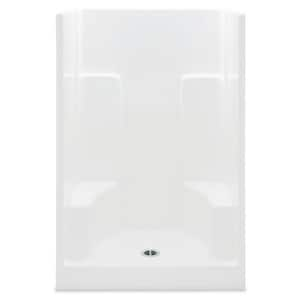 Ella Basic 37 in. x 48 in. x 80 in. AcrylX 1-Piece Low Threshold Shower Wall and Shower Pan in White, Center Drain, LHS Seat