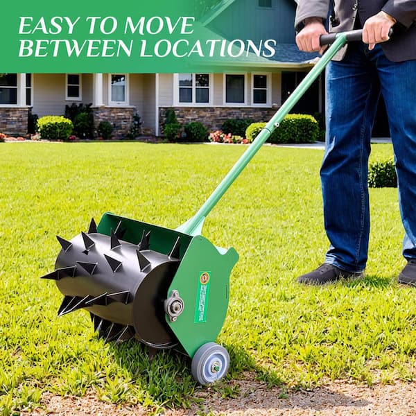 MISOPILY 55 lbs. Steel Lawn Aerator Rolling Push Manual Tool