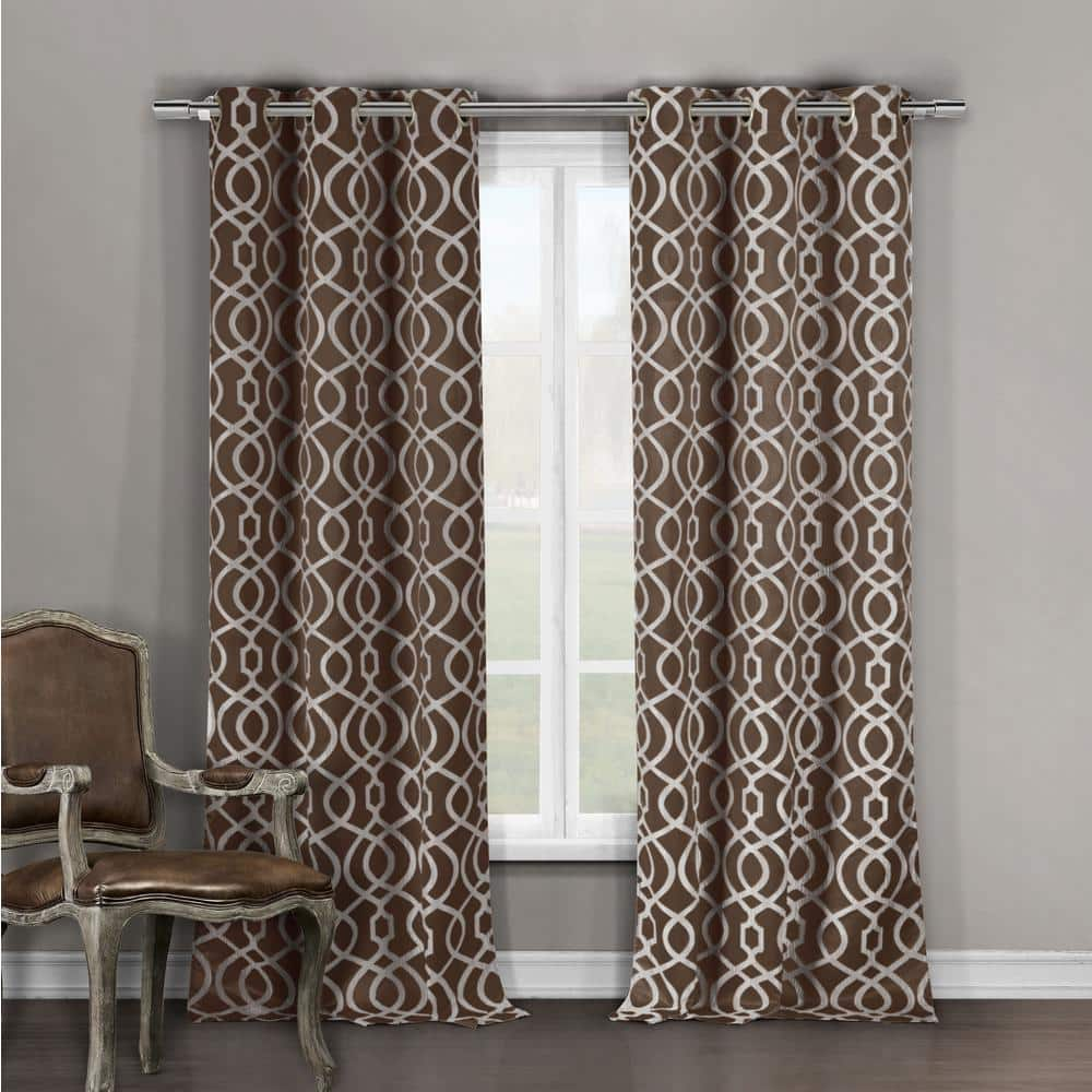 Duck River Textile White Geometric Thermal Blackout Curtain 36 In W X 84 In L Set Of 2 Harris 10881d12 The Home Depot