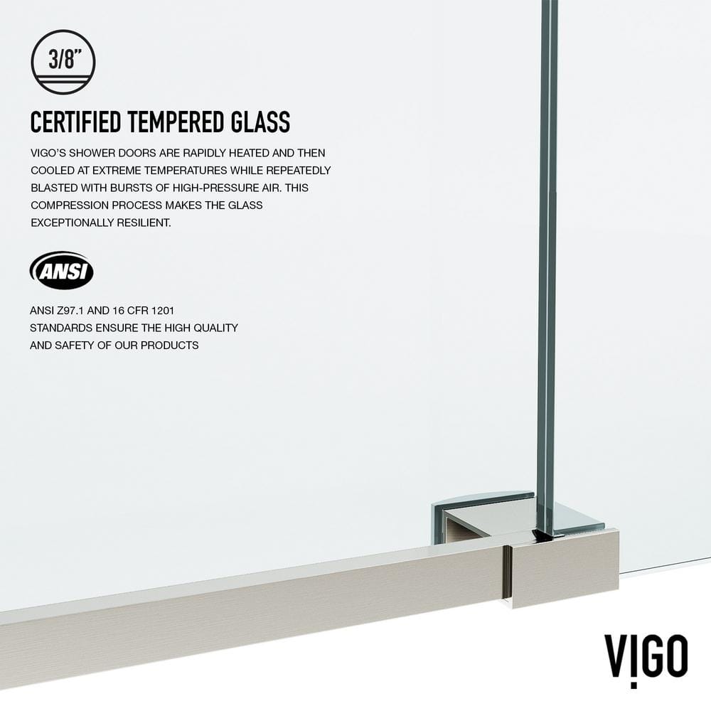 Elan 72" Frameless Clear Glass Sliding Shower Door with Stainless Steel Hardware