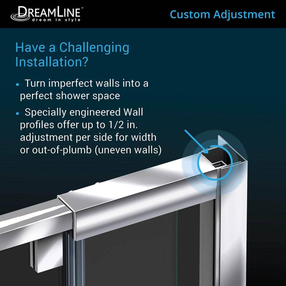 Flex 60" Brushed Nickel Frameless Pivot Shower Door with Clear Glass