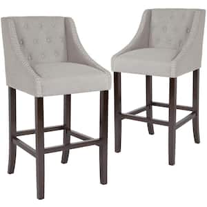 30 in. Light Gray Fabric Bar stool (Set of 2)