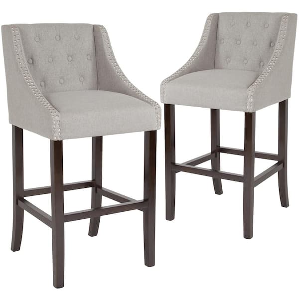 Carnegy Avenue 30 in. Light Gray Fabric Bar stool (Set of 2)