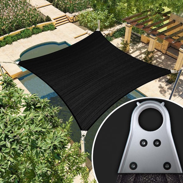 22 ft. x 24 ft. Rectangle Super Ring Sun Shade Sail 260 GSM Heavy Duty - Black