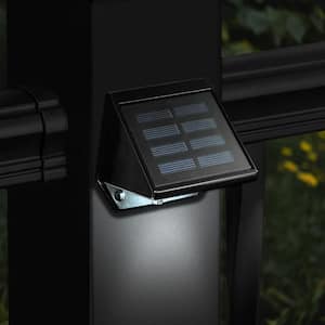 Solar 2-LED Outdoor Black Integrated LED Deck and Wall Light (2-Pack)