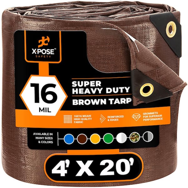 16 mil 4 ft. W x 20 ft. L Brown Super Heavy Duty Tarp