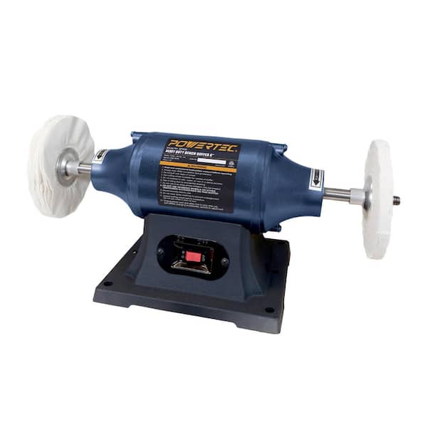 POWERTEC 6 in. Heavy-Duty Bench Buffer Polisher, Buffing and Polishing Machine for Metal, Jewelry, Knives, Wood, Jade and Plastic