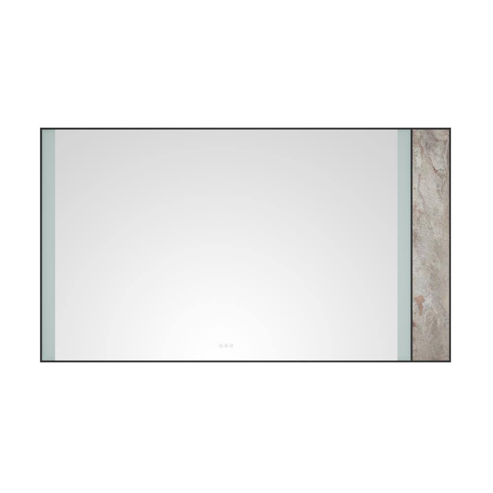 WELLFOR 84 in. W x 48 in. H Rectangular Stainless Steel Black Framed